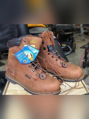 Chippewa Brown Leather Lace-Up Waterproof Work Boots